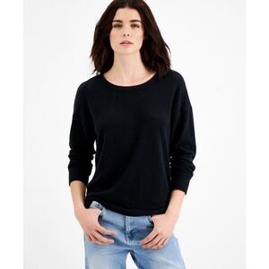 Hippie Rose Juniors Women's Sweater long slevee Cutout Back Terry Black XL New